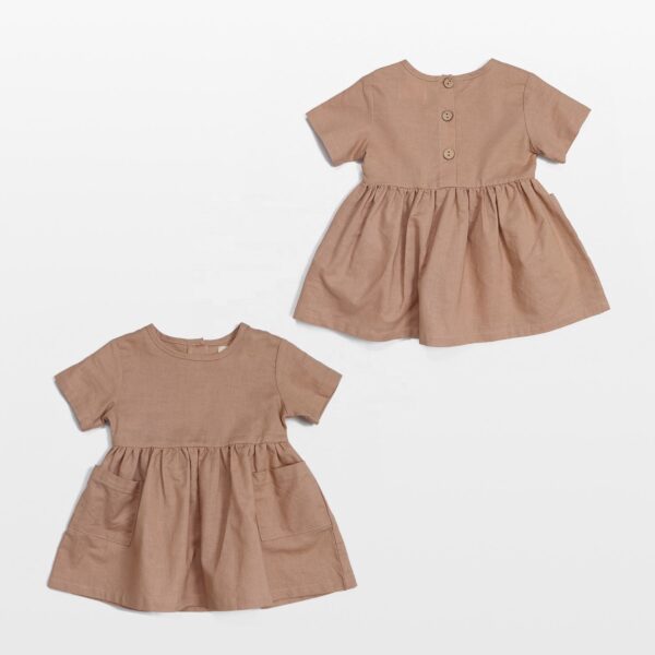 Soft Linen O-Neck Sleeveless Baby Dress