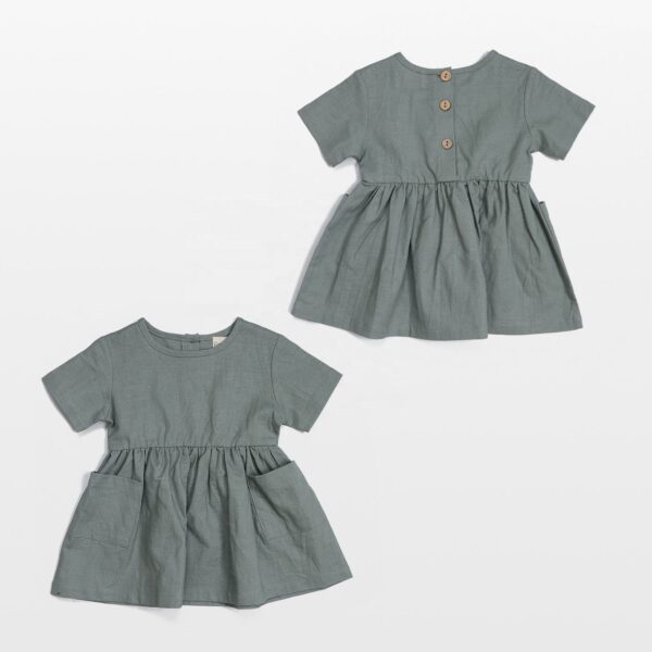 Soft Linen O-Neck Sleeveless Baby Dress